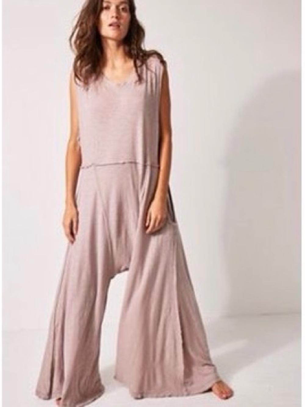 Free People Wide-Leg Sleeveless Jumpsuit in Dusty Rose